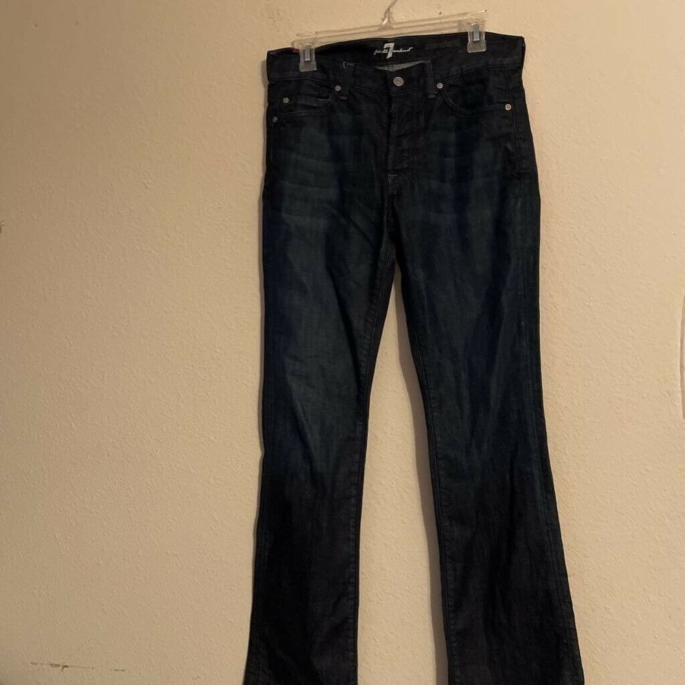 7 For All Mankind Womens Boot Cut Jeans Blue Pockets Mid Rise Whiskered Denim 29